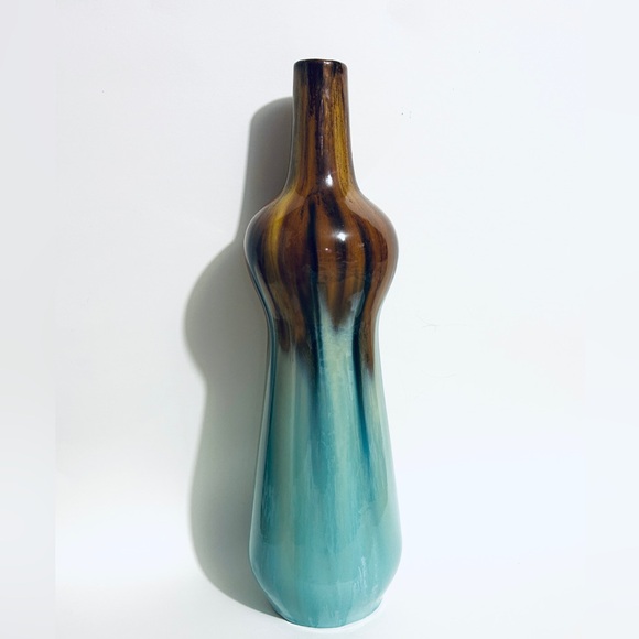 16” Green & Brown Handmade Pottery Vase by CBK - Picture 3 of 4